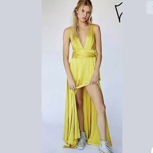 Free People Dresses & Skirts - Free People Open Back Eternal Sun Silk Maxi Dress